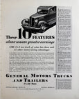 1935 General Motors Trucks And Trailers Original Print Ad, Pontiac Michigan