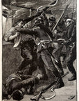 1893 They Were Upon Him Antique Magazine Wood Engraving Illustration