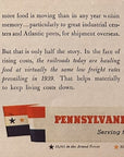 1943 Pennsylvania Railroad Illustrated Print Ad, WW2 Era, War Bonds & Stamps