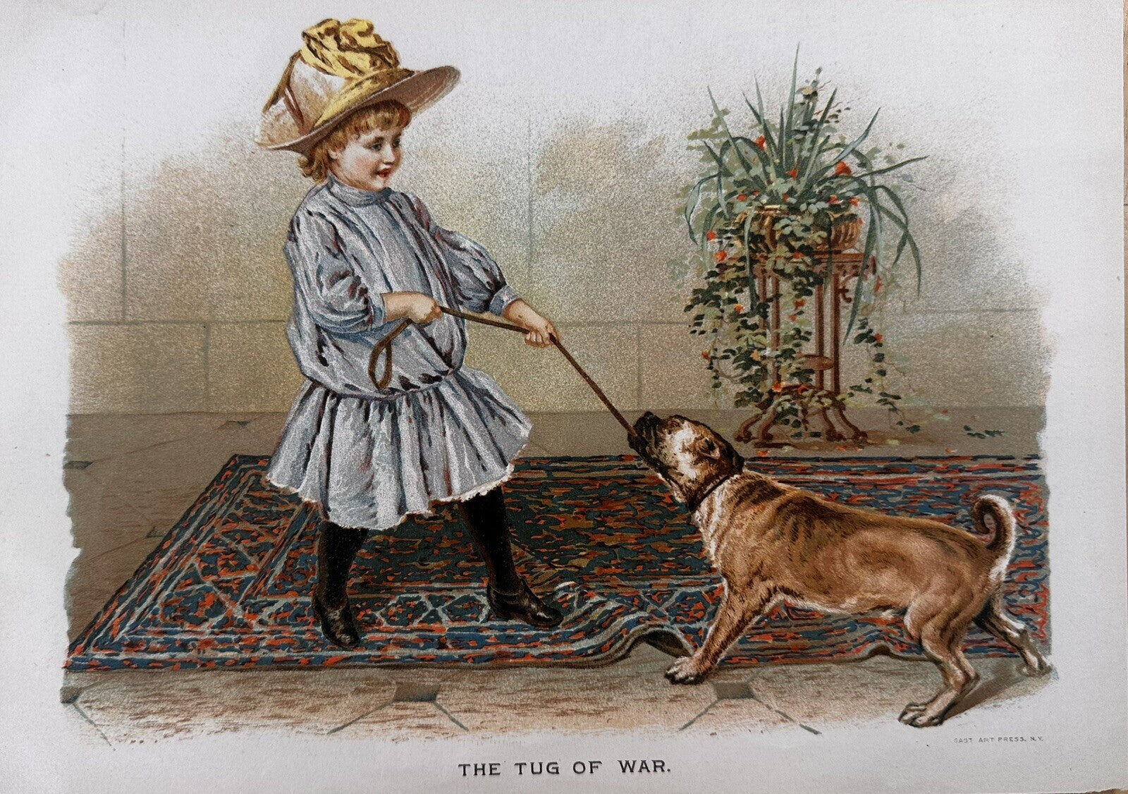 1891 "The Tug Of War" Chromolithograph Print | Magazine Illustration