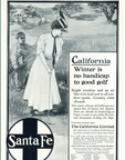 1907 Santa Fe Railway Print Ad Mother & Child Golfing Clubhouse Country Club RR
