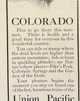 1913 Union Pacific Railroad Print Ad Pike's Peak Colorado Railway Travel Ad