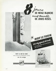 1957 SNCF Railroad France Travel Print Ad R. Hugon Art Skiing Paris Train