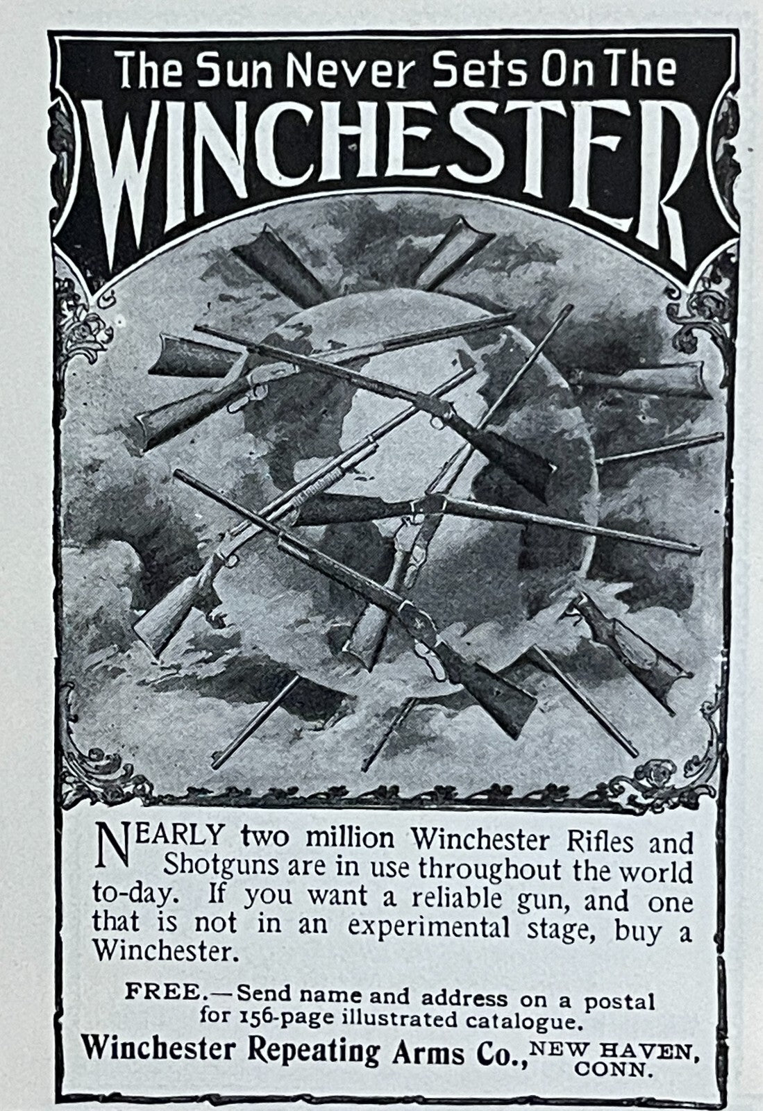 1899 Winchester Repeating Arms Co Antique Print Ad Rifles Shotguns New Haven CT