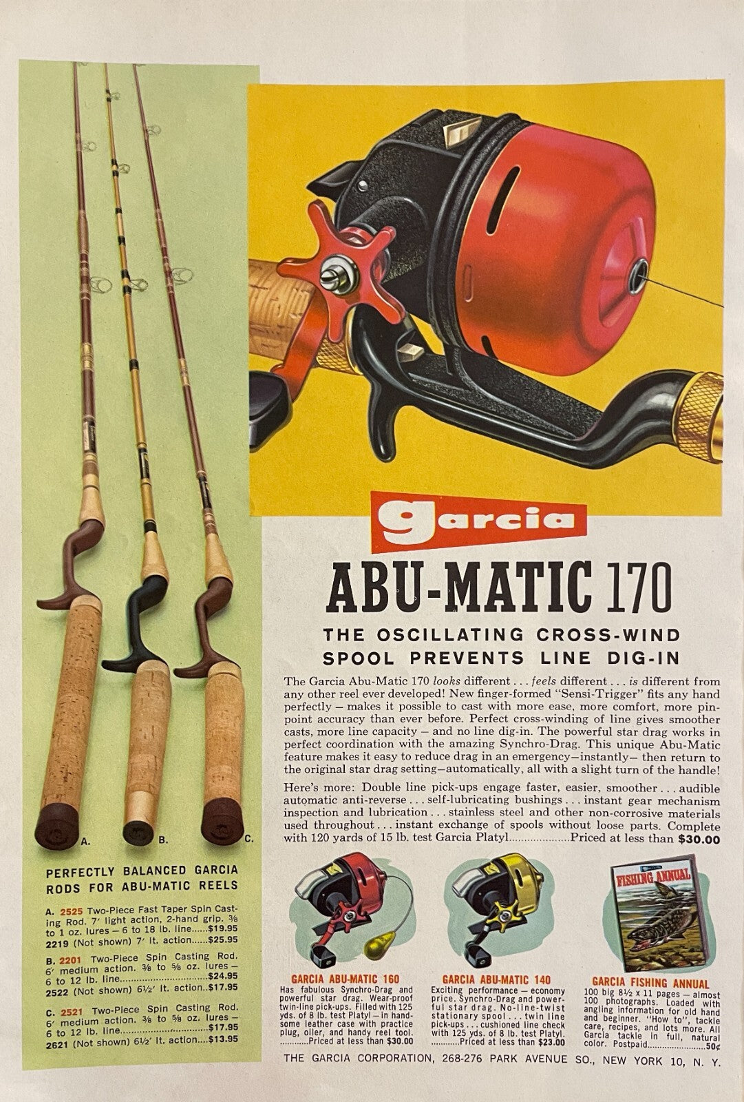 1961 Garcia Abu Matic 170 Reel Rods Vintage Fishing Magazine Ad Adirondack Retro 1961 Garcia Abu Matic 170 Reel Rods Vintage Fishing Magazine Ad Adirondack Retro