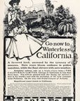 1903 Santa Fe Railroad Print Ad Go Now to Winterless California Resorts Arizona