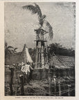 1892 Lookout At The Fort Of The Amazons, Port Novo Antique Wood Engraving