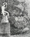 1892 In The Luxembourg Garden Antique Wood Engraving