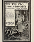 1903 Bristol Steel Fishing Rods Antique Print Ad Horton Mfg Co Bristol CT Canoe