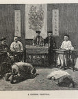 1893 A Chinese Tribunal Antique Magazine Wood Engraving