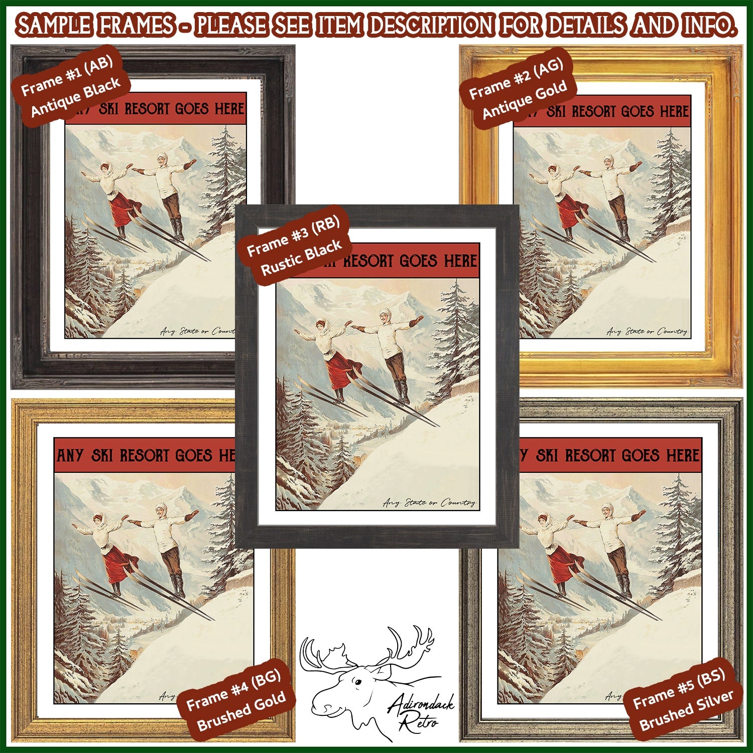 a set of four framed pictures with a picture of a deer