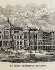 1893 St. Louis Exposition Building Antique Magazine Wood Engraving