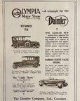 1919 Daimler Special UK Automobile Print Ad - Olympia Exhibition Motor Show