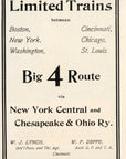 1899 New York Central & Chesapeake & Ohio Railway Railroad Print Ad Big 4 Route