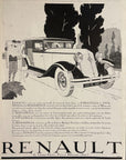 1928 Renault Print Ad Rene Vincent Illustration French Automobile Advertisement