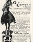 1908 Santa Fe Railroad California Limited Print Ad On The Trail Grand Canyon AZ