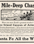 1903 Santa Fe Railroad Print Ad A Mile Deep Chasm Grand Canyon Arizona Roosevelt