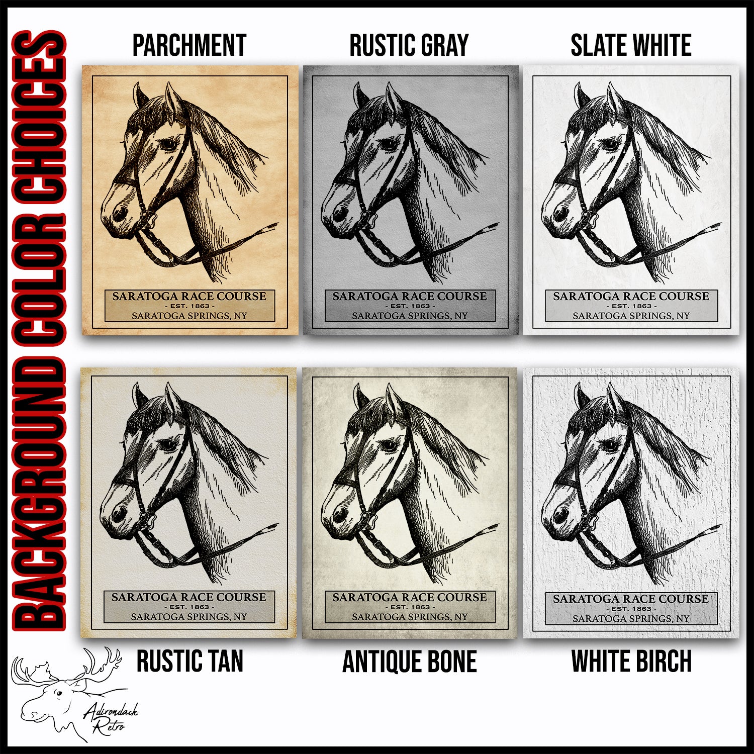 Adirondack Retro Color Choices for Horse Racing Prints