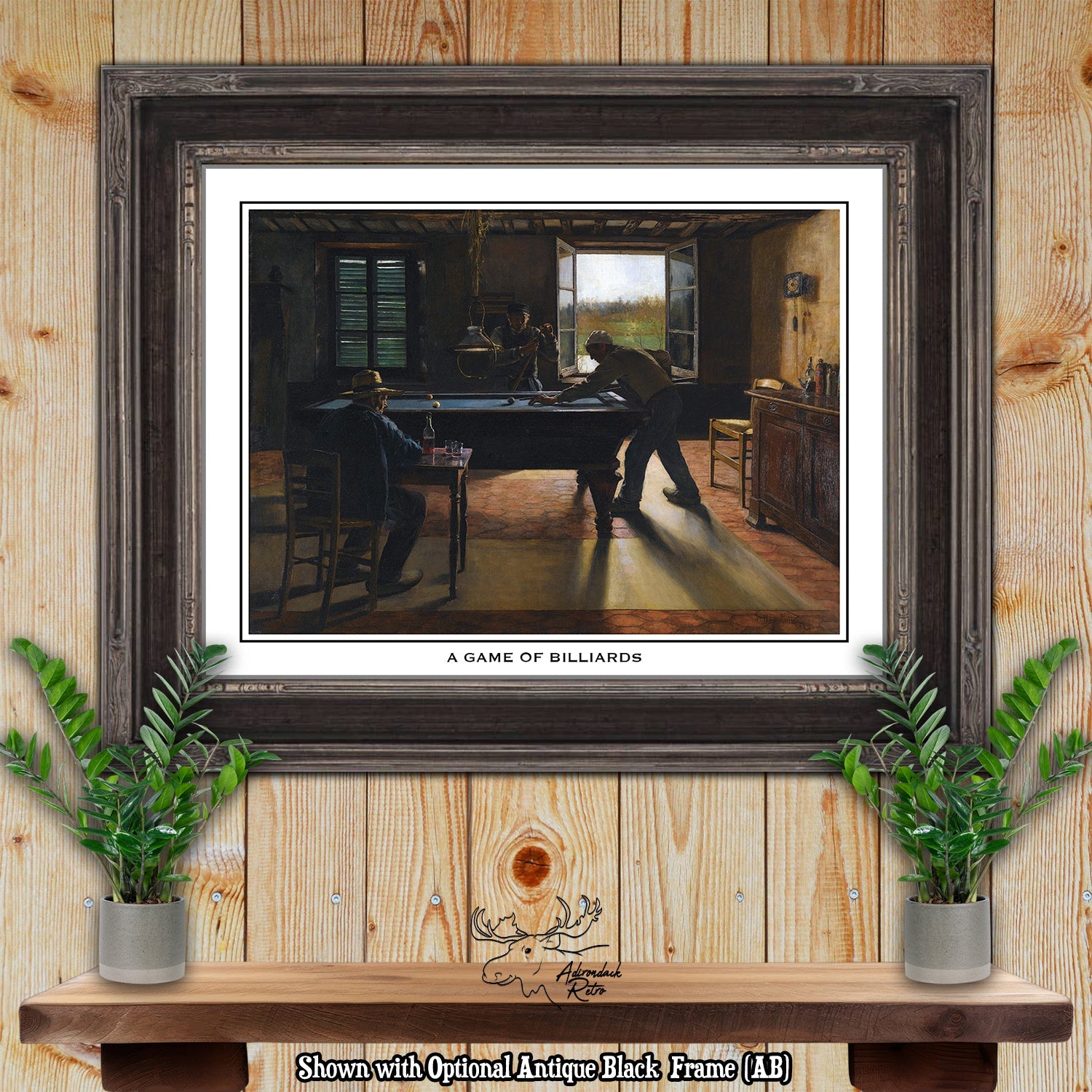 A Game of Billiards by William Bartlett Giclee Fine Art Print at Adirondack Retro
