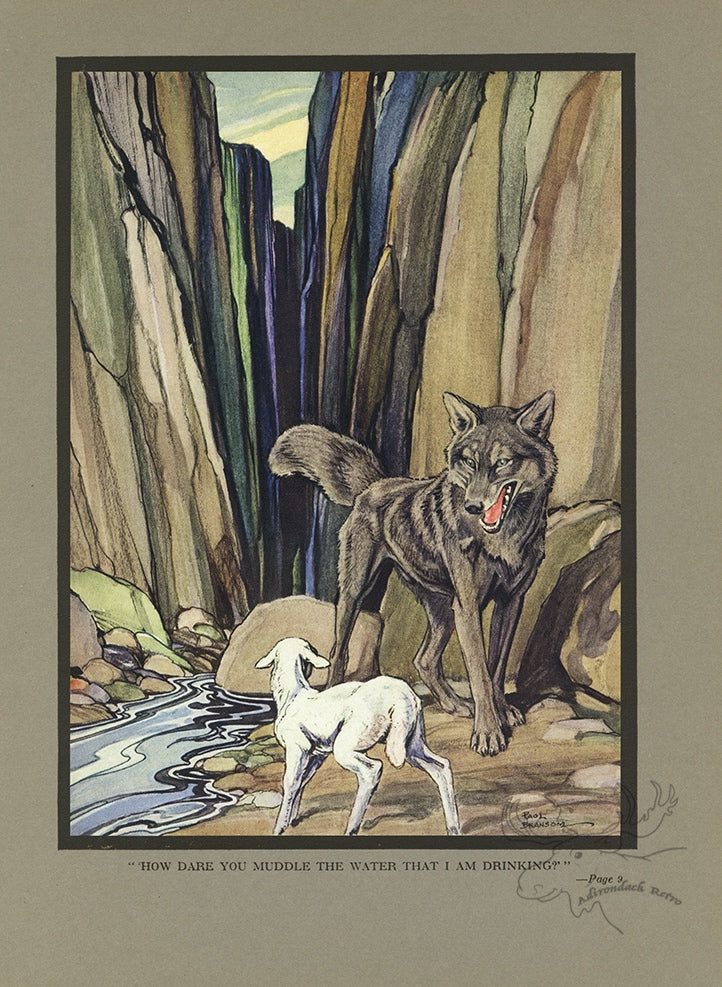 The Fox and The Goat Limited Edition Tipped-In Color Book Plate - Paul Bransom Antique Print at Adirondack Retro