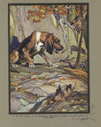 The Hound And The Hare Limited Edition Tipped-In Color Book Plate - Paul Bransom Antique Print at Adirondack Retro