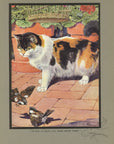The Cat And The Sparrows Limited Edition Tipped-In Color Book Plate - Paul Bransom Antique Print at Adirondack Retro