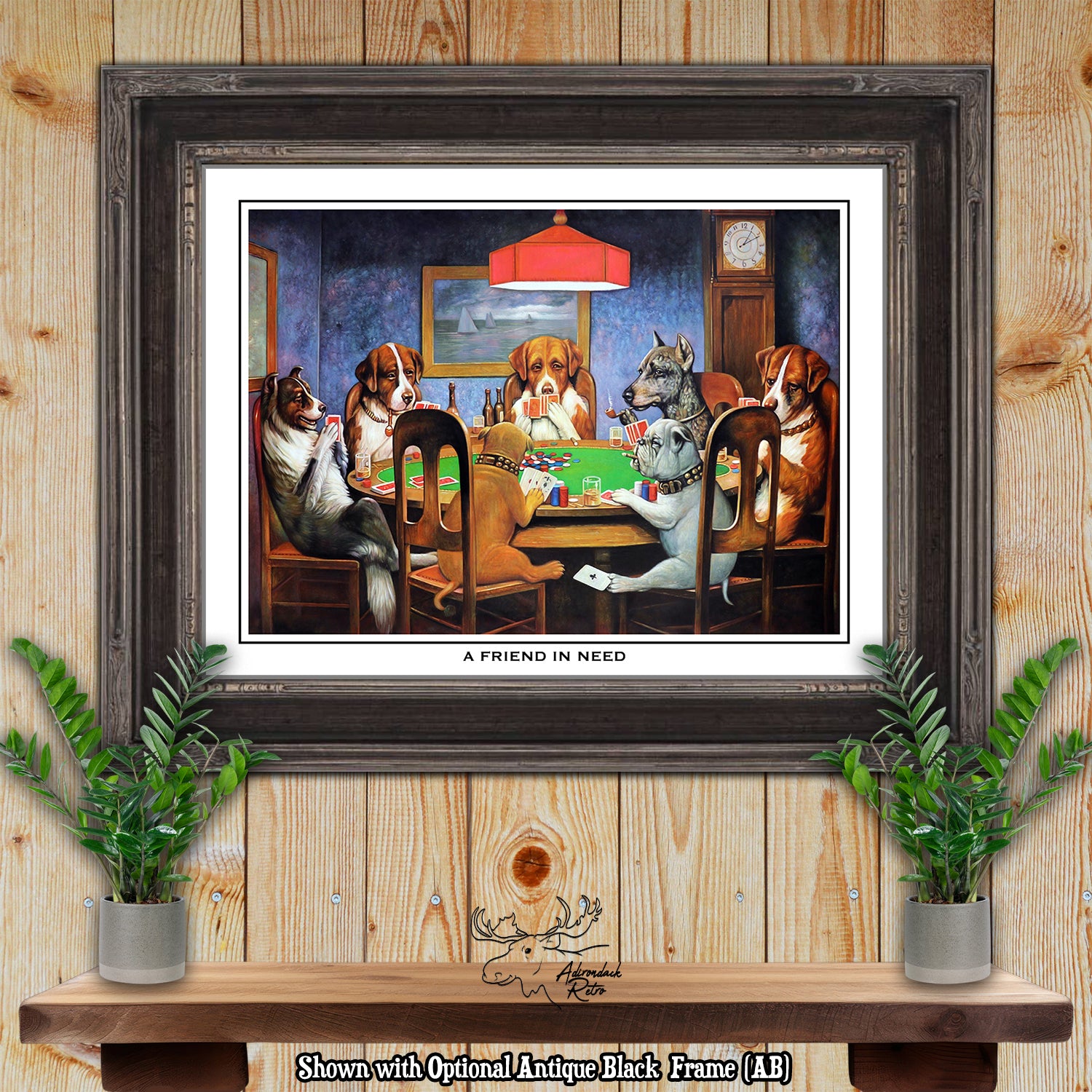 A Friend In Need by C.M. Coolidge Giclee Fine Art Poker Print - Dogs Playing Poker Print at Adirondack Retro