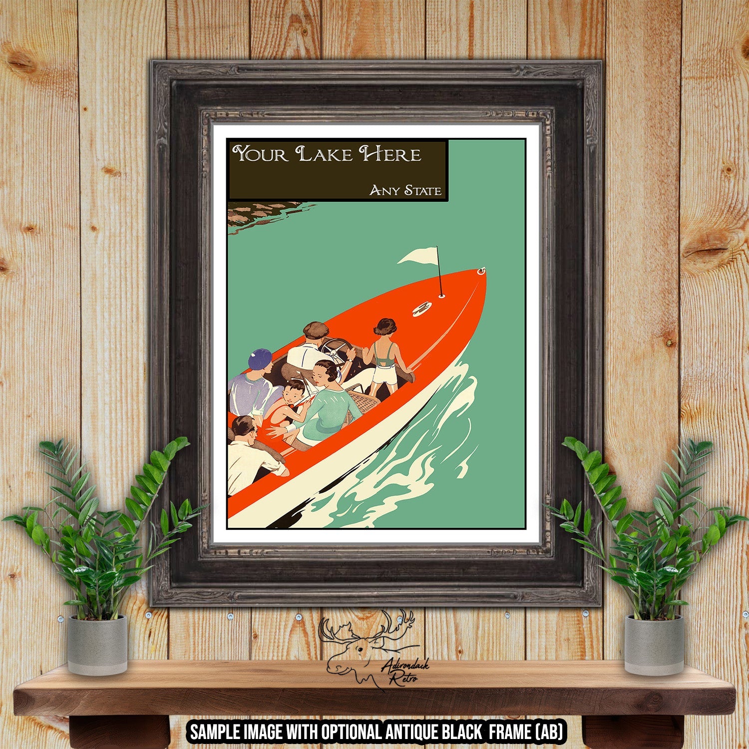 CHOOSE ANY LAKE Custom Retro Lake Print at Adirondack Retro