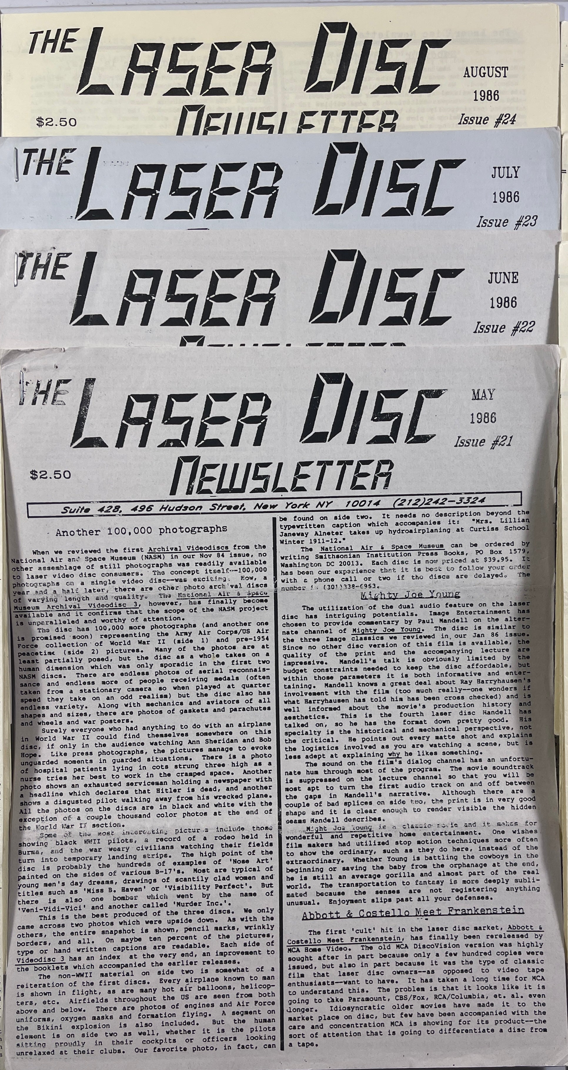 Laser Disc Newsletter - 1986 Complete Year - 12 Issues