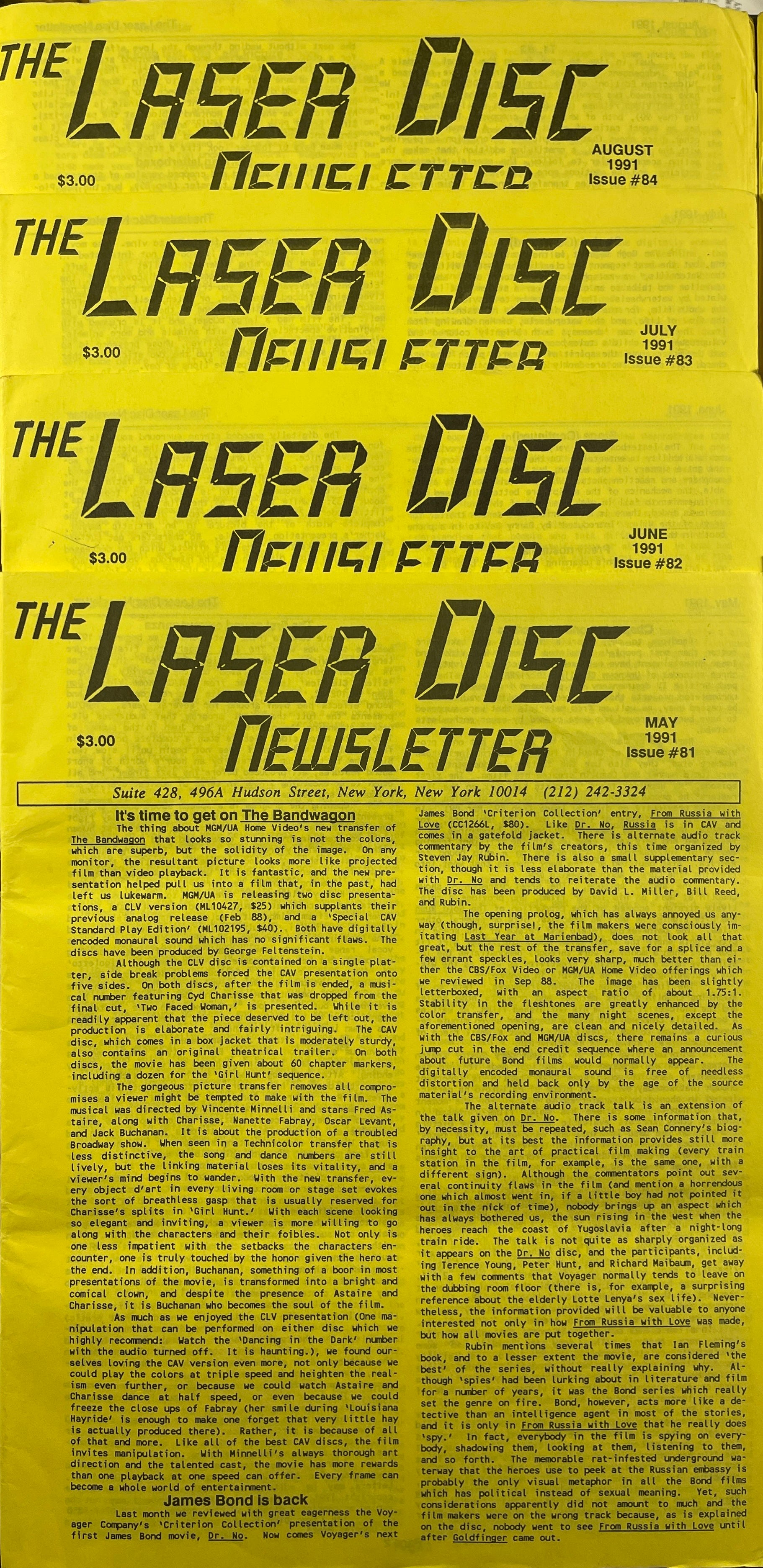 Laser Disc Newsletter - 1991 Complete Year - 12 Issues