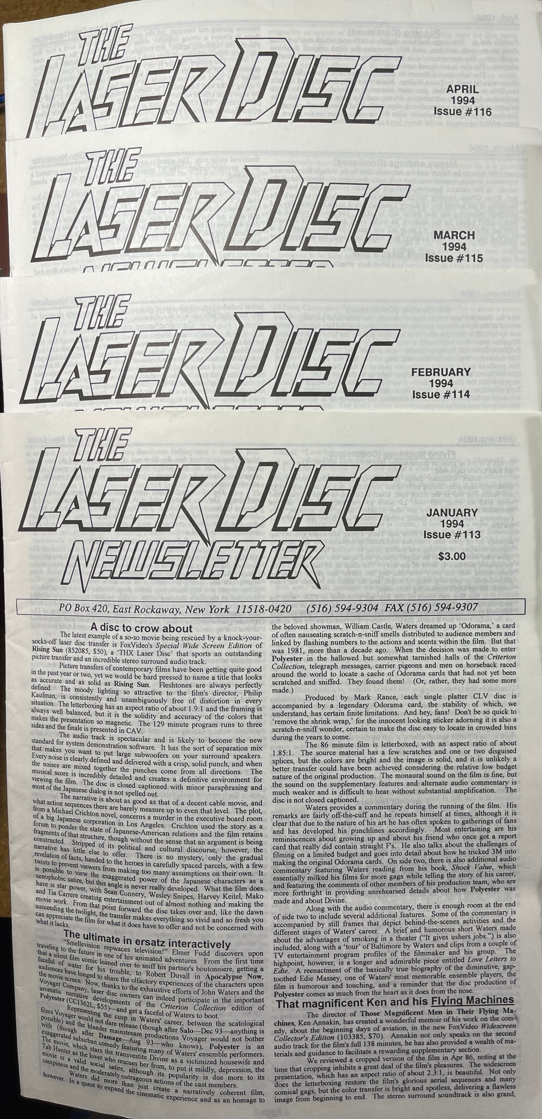 Laser Disc Newsletter - 1994 Complete Year - 12 Issues