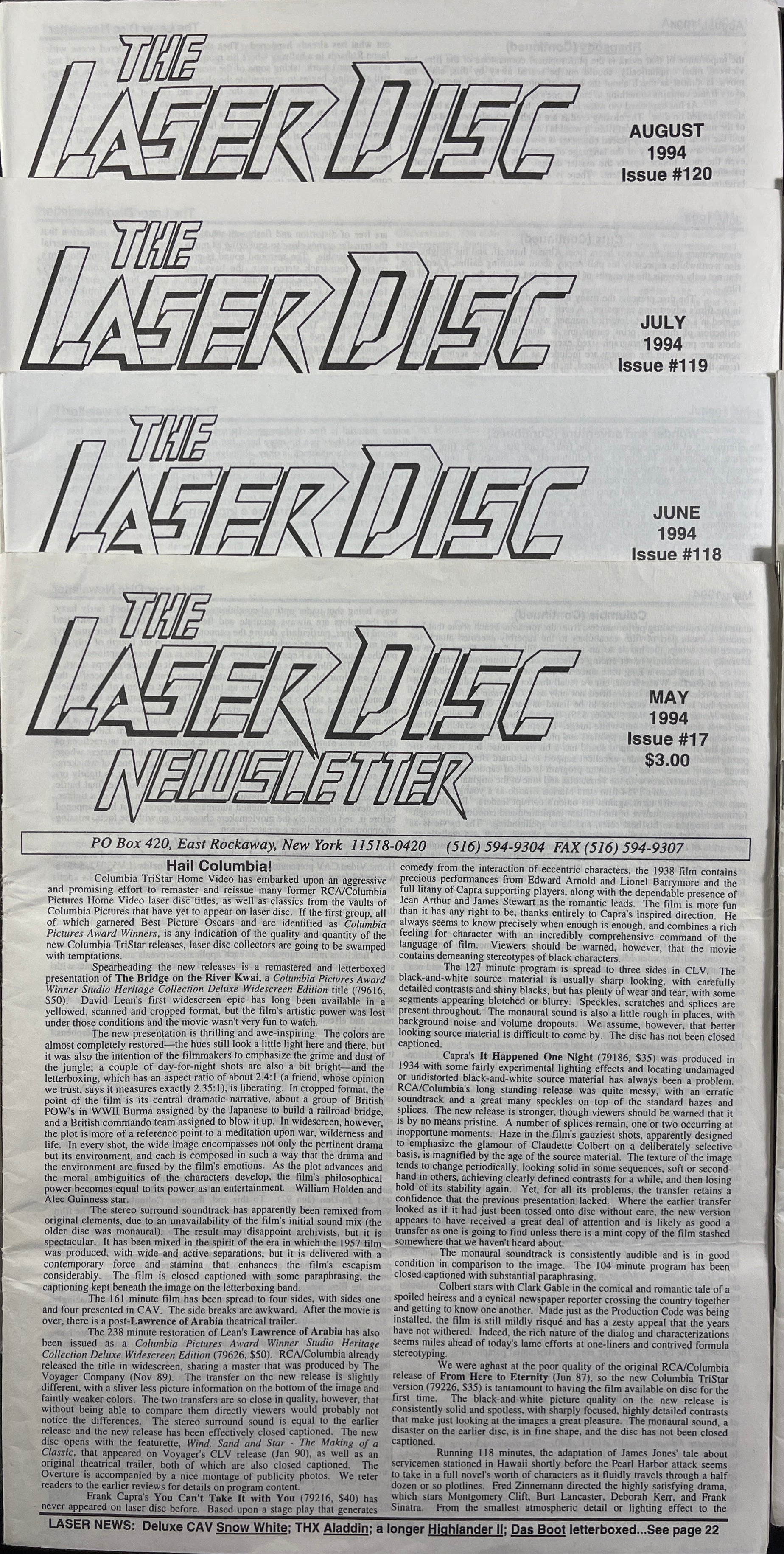 Laser Disc Newsletter - 1994 Complete Year - 12 Issues