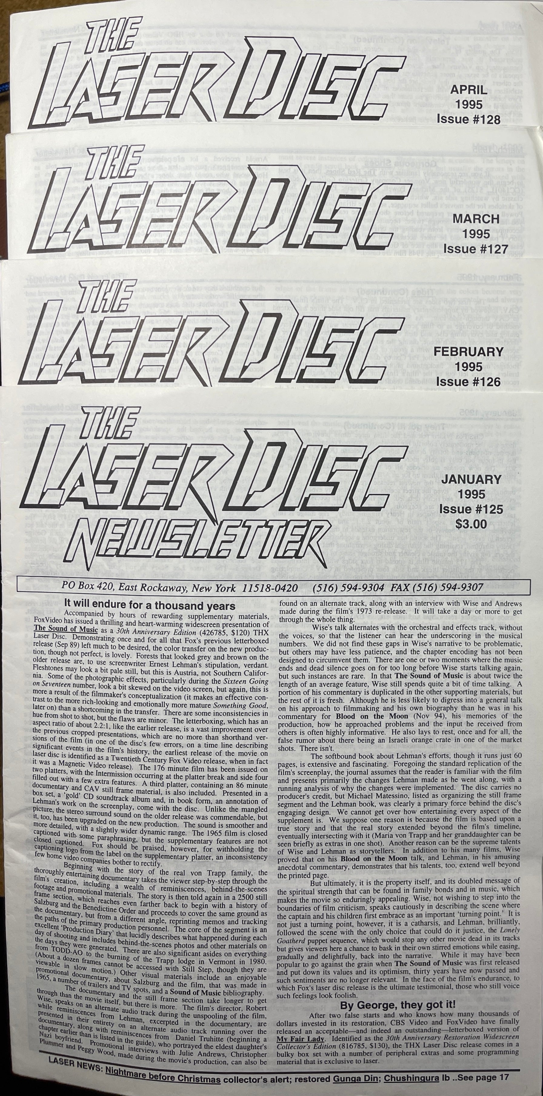 Laser Disc Newsletter - 1995 Complete Year - 12 Issues