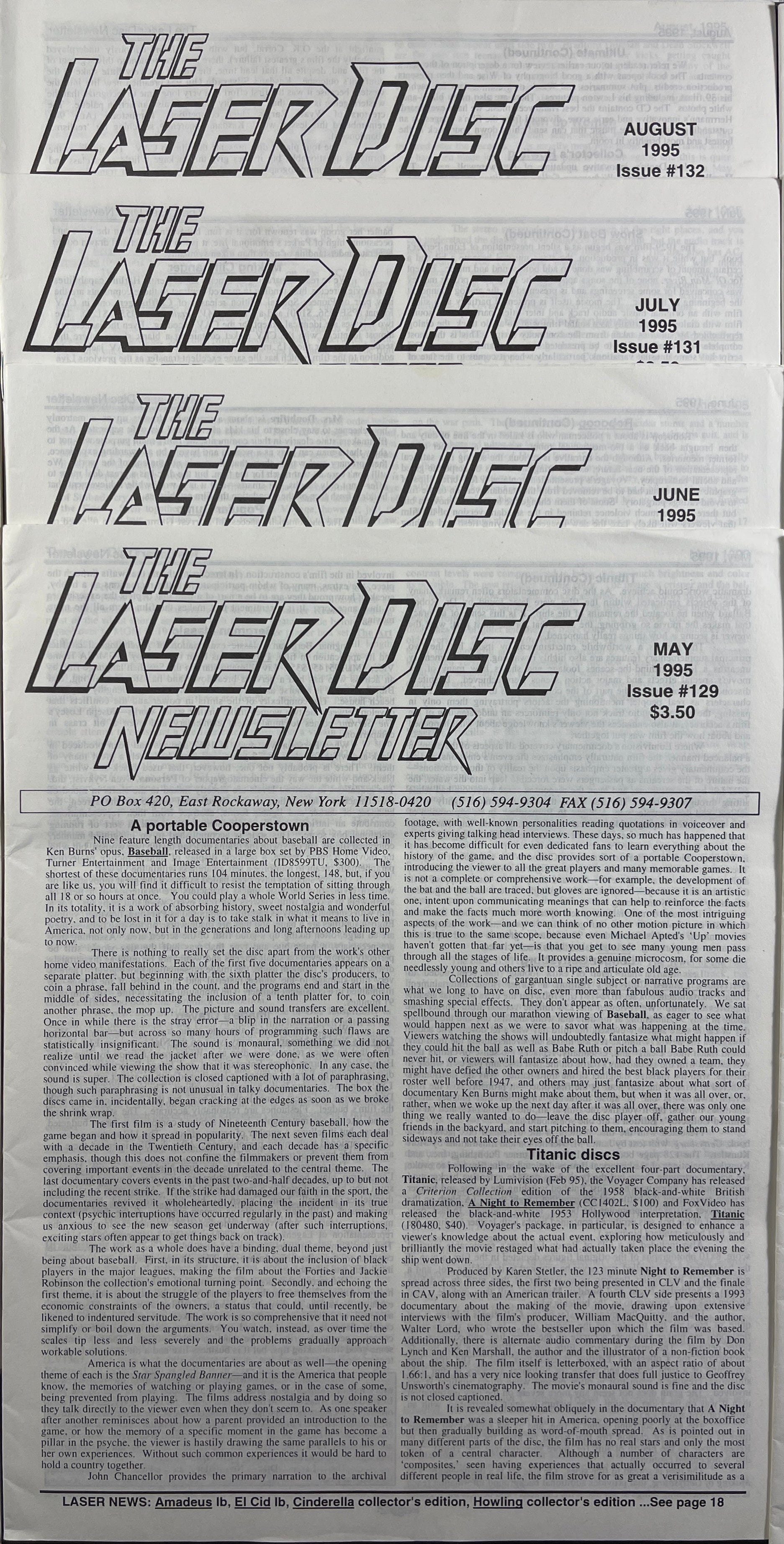 Laser Disc Newsletter - 1995 Complete Year - 12 Issues