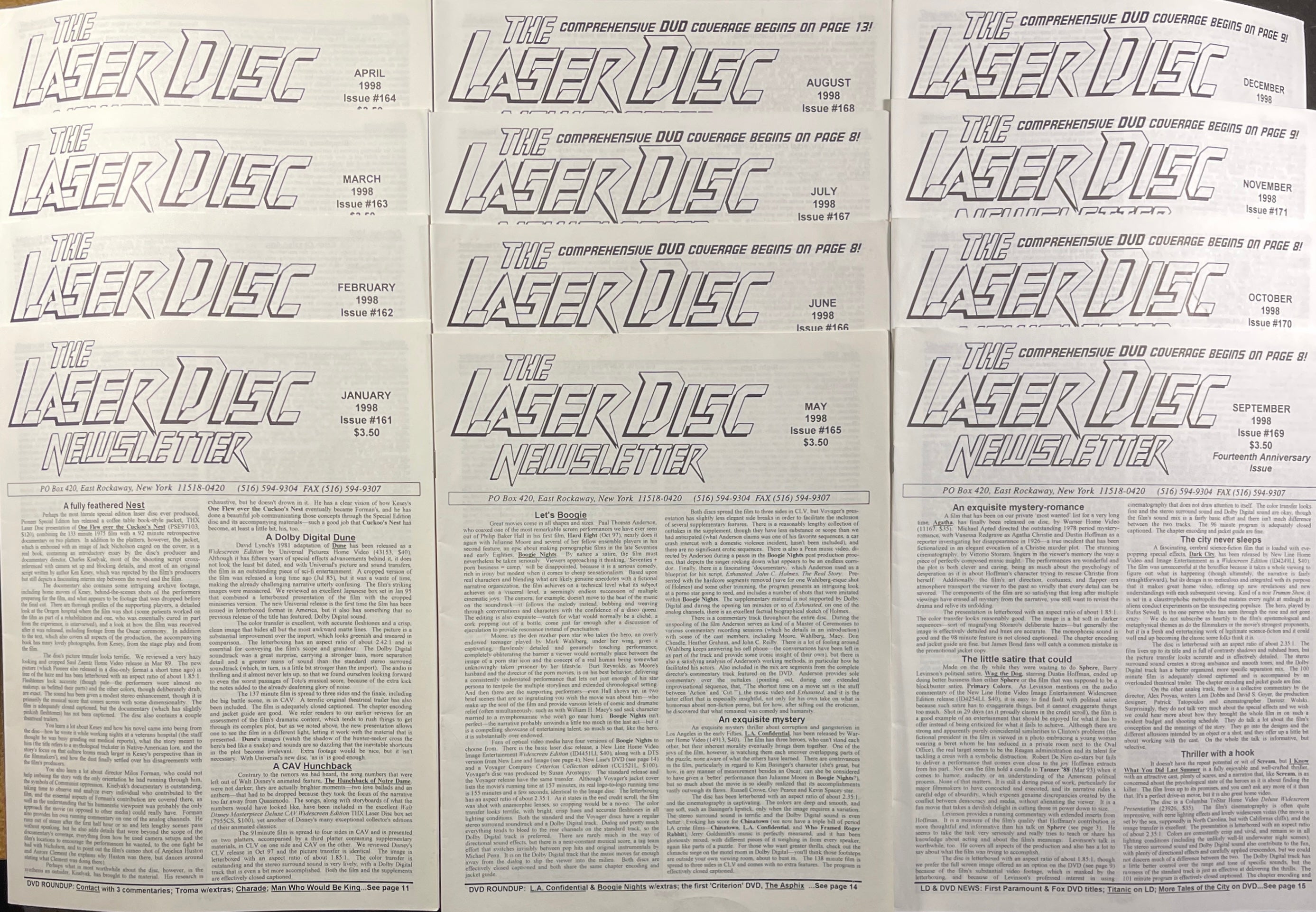 Laser Disc Newsletter - 1998 Complete Year - 12 Issues at Adirondack Retro