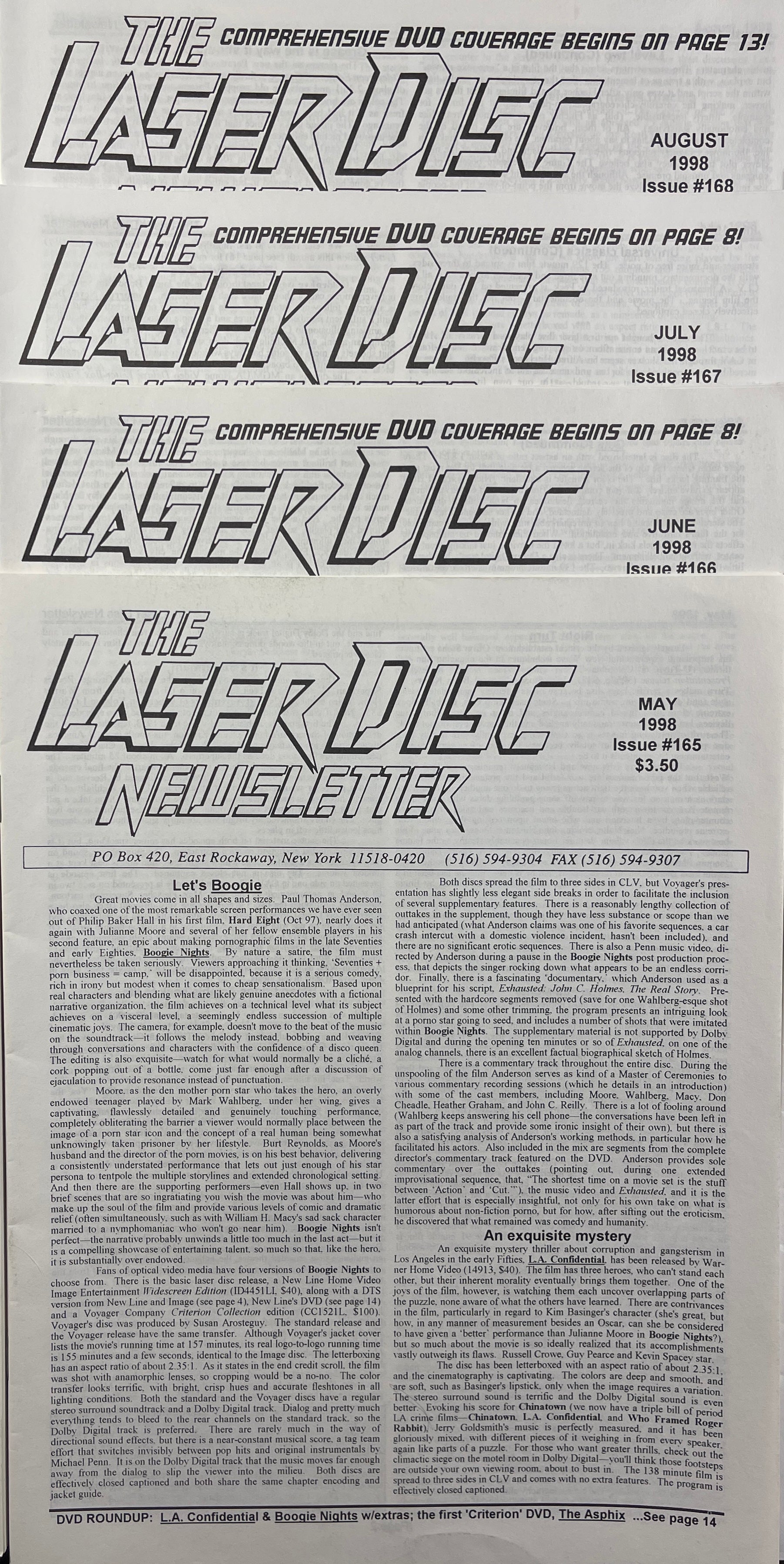 Laser Disc Newsletter - 1998 Complete Year - 12 Issues