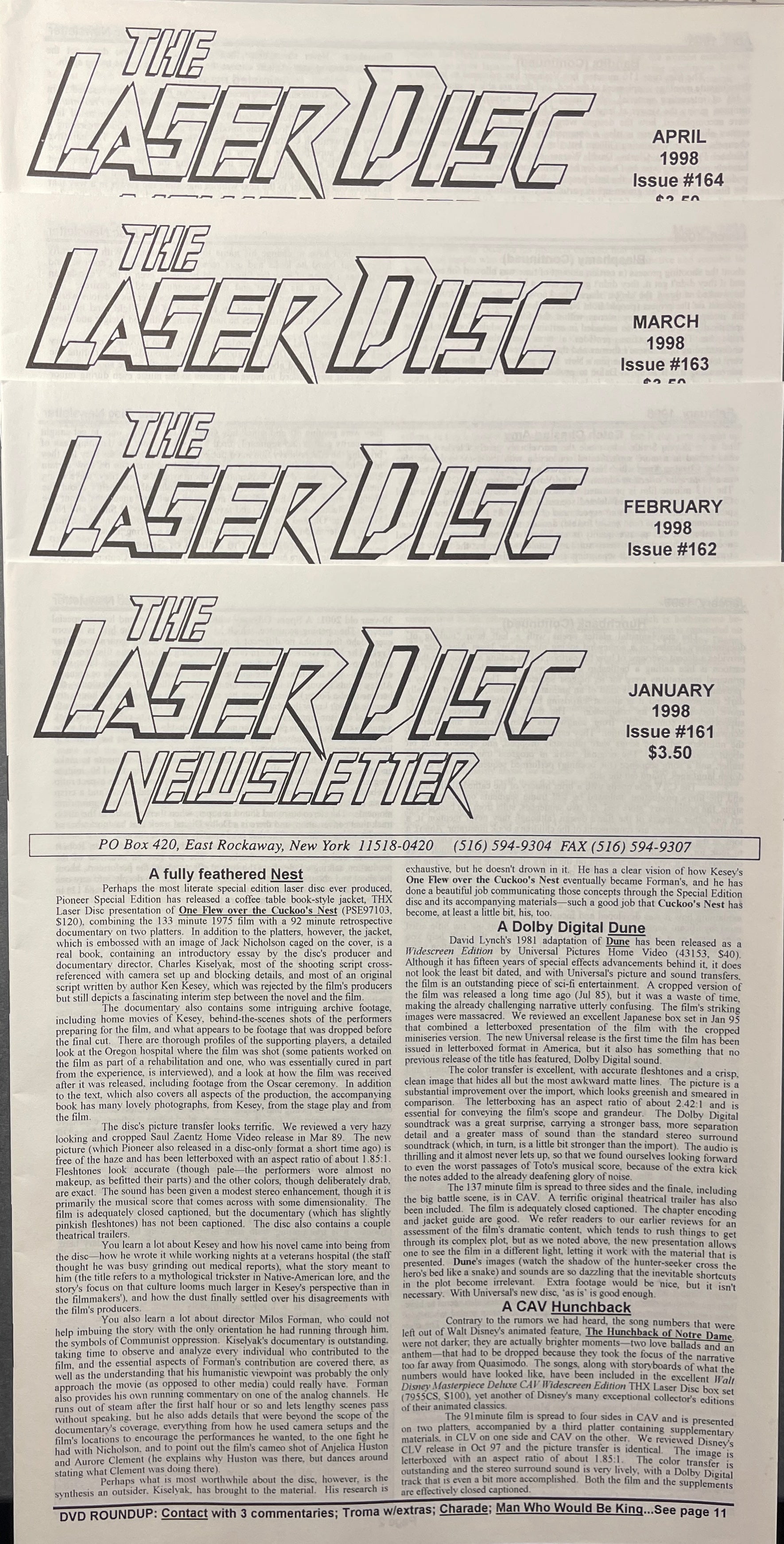 Laser Disc Newsletter - 1998 Complete Year - 12 Issues