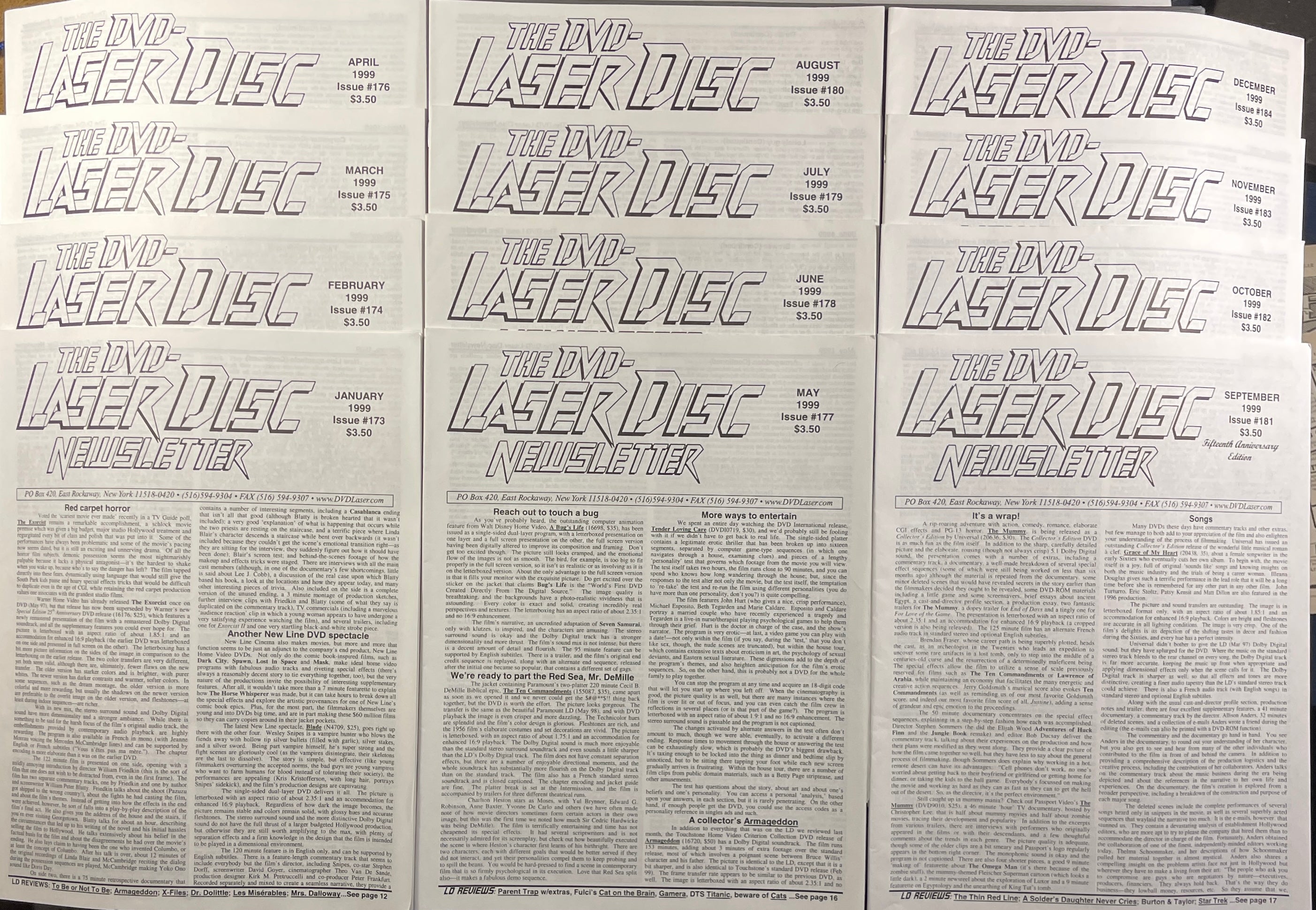 The DVD-Laser Disc Newsletter - 1999 Complete Year - 12 Issues at Adirondack Retro