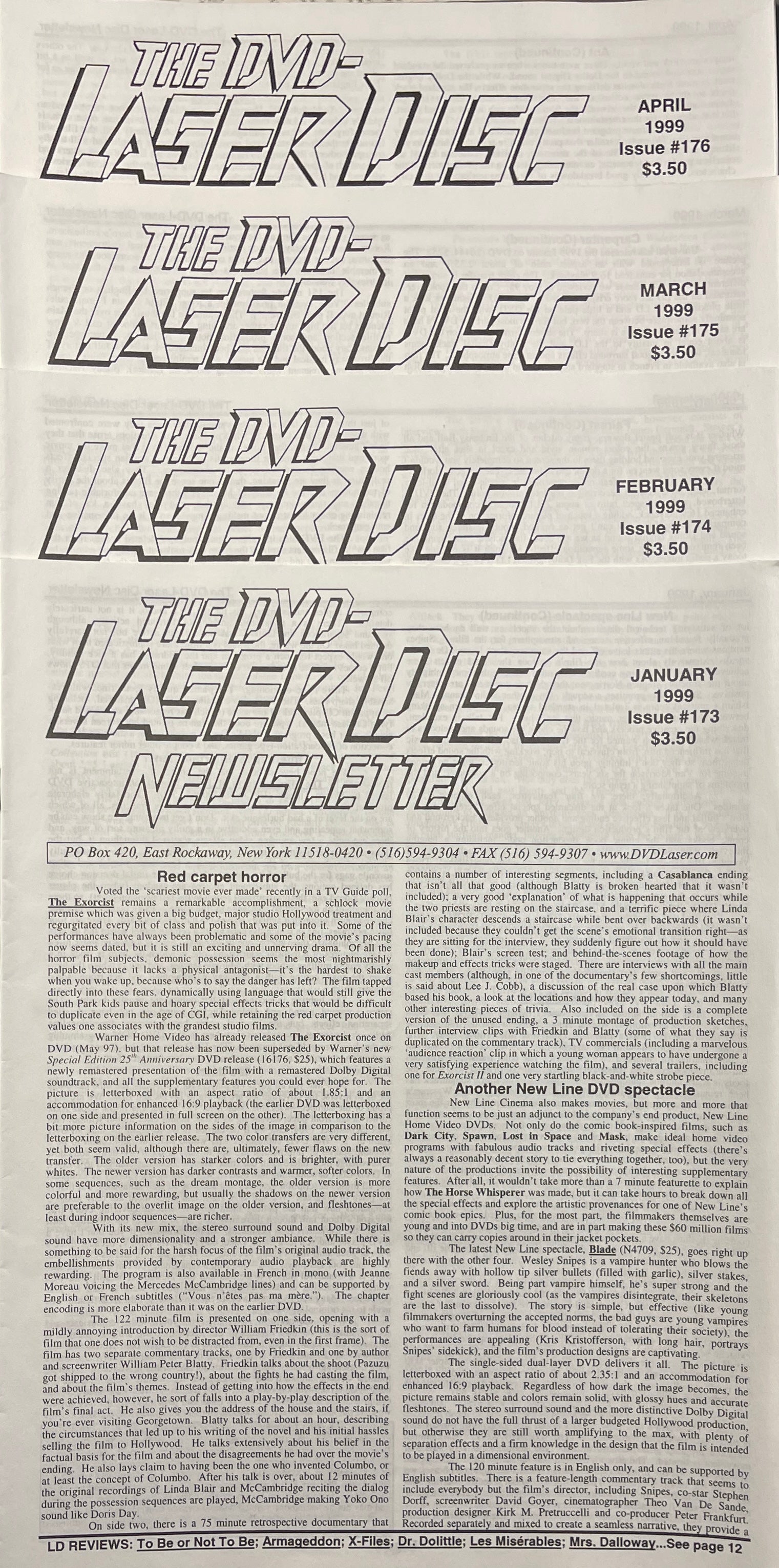 The DVD-Laser Disc Newsletter - 1999 Complete Year - 12 Issues