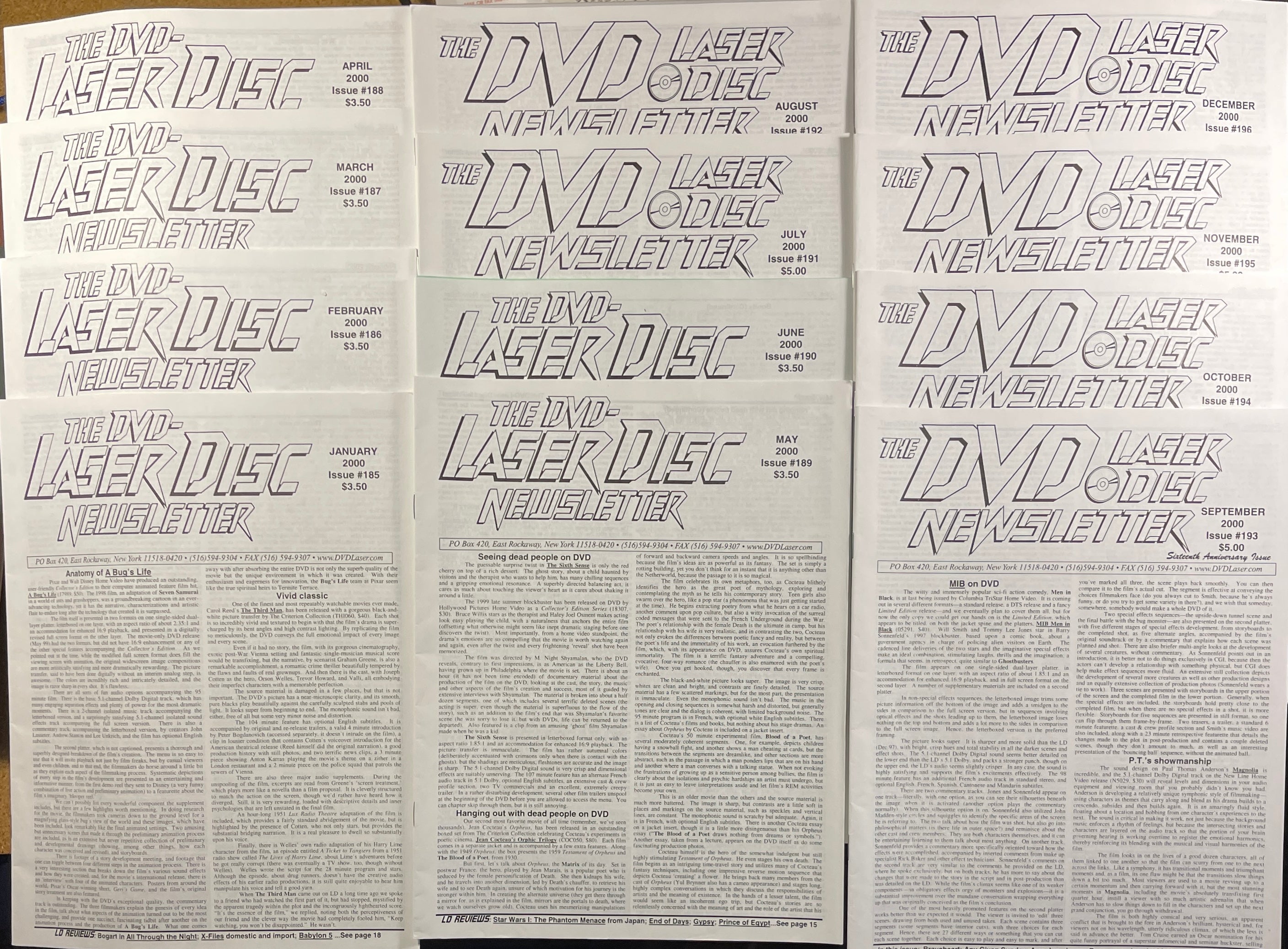 The DVD-Laser Disc Newsletter - 2000 Complete Year - 12 Issues at Adirondack Retro