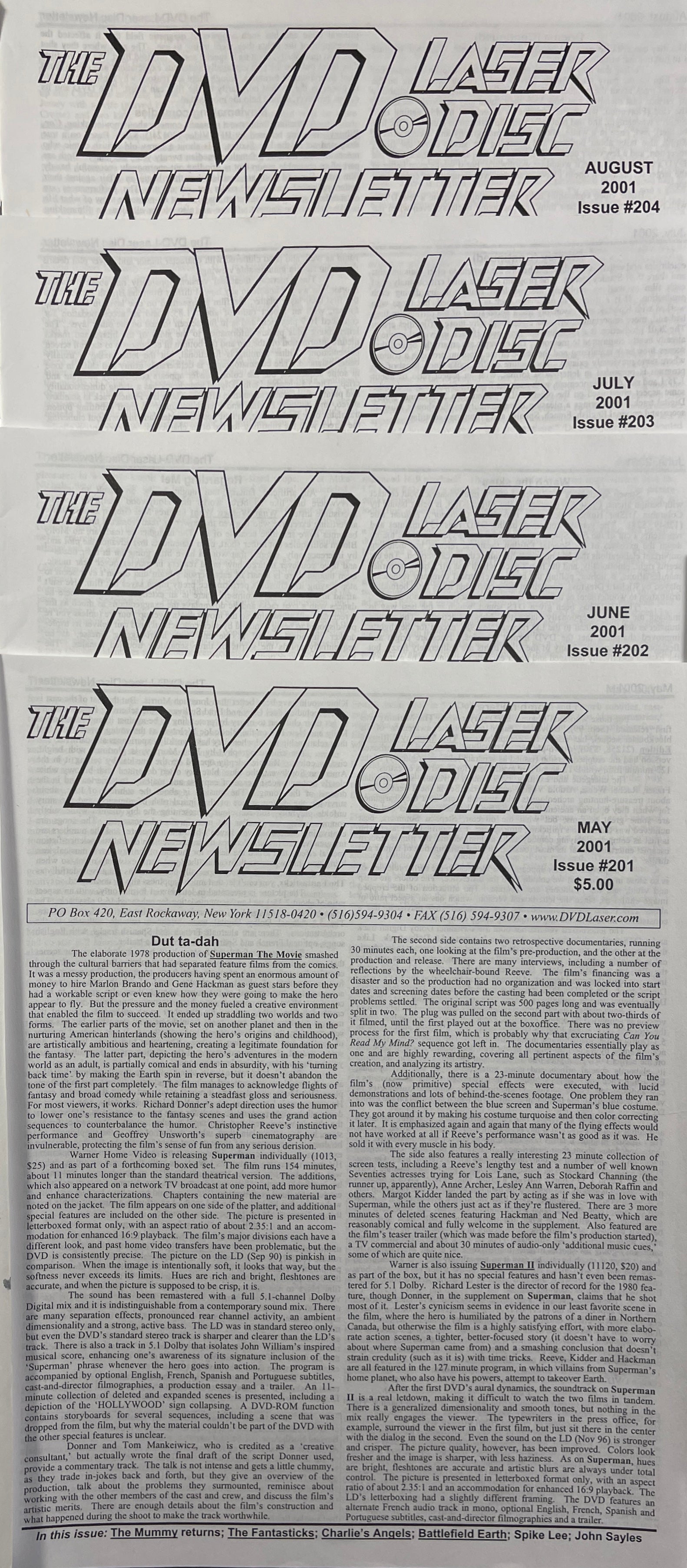 The DVD-Laser Disc Newsletter - 11 Issues (Jan-Nov) 2001