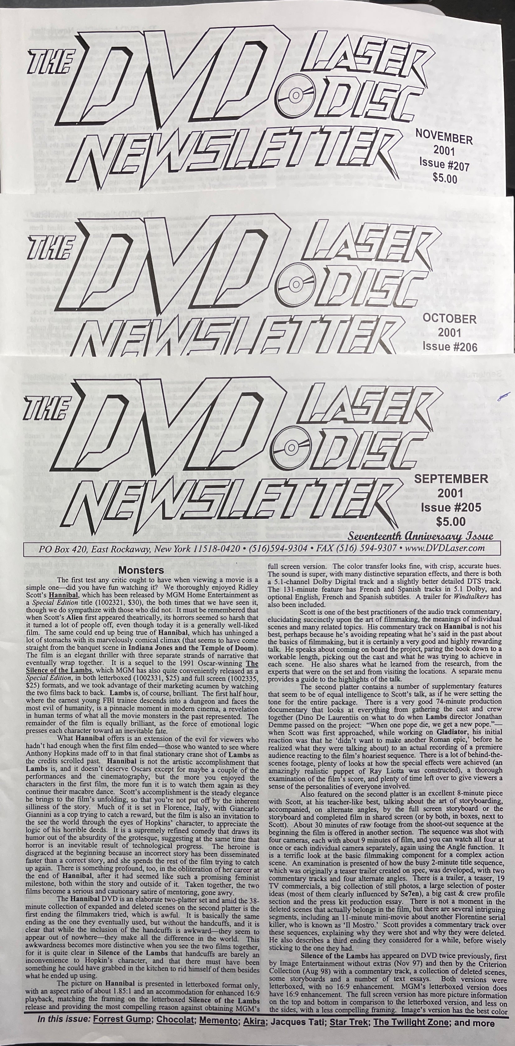 The DVD-Laser Disc Newsletter - 11 Issues (Jan-Nov) 2001