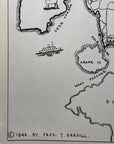 Ye Old Map of Orcas Island 1946 B&W Pictoral Map