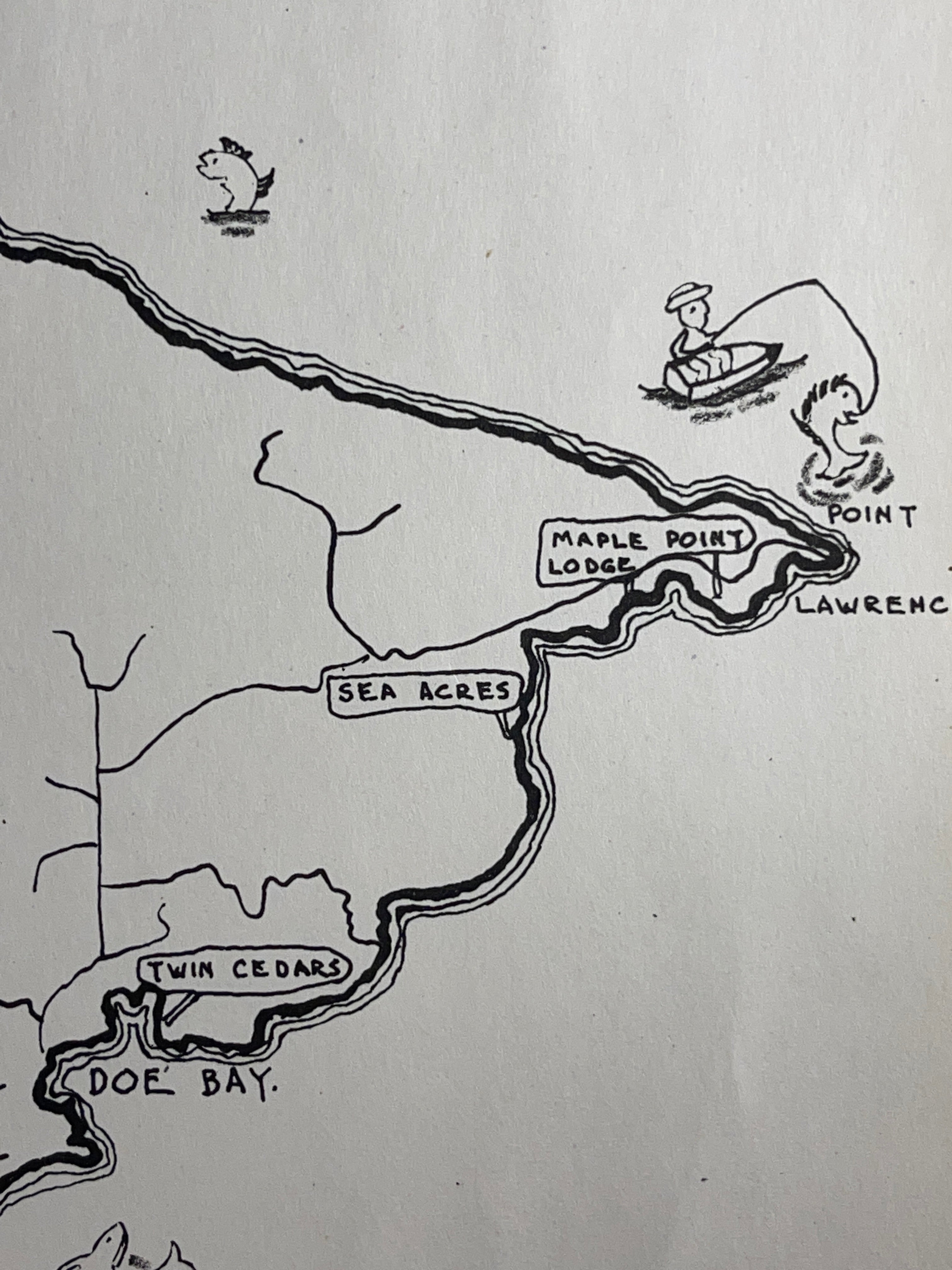 Ye Old Map of Orcas Island 1946 B&W Pictoral Map