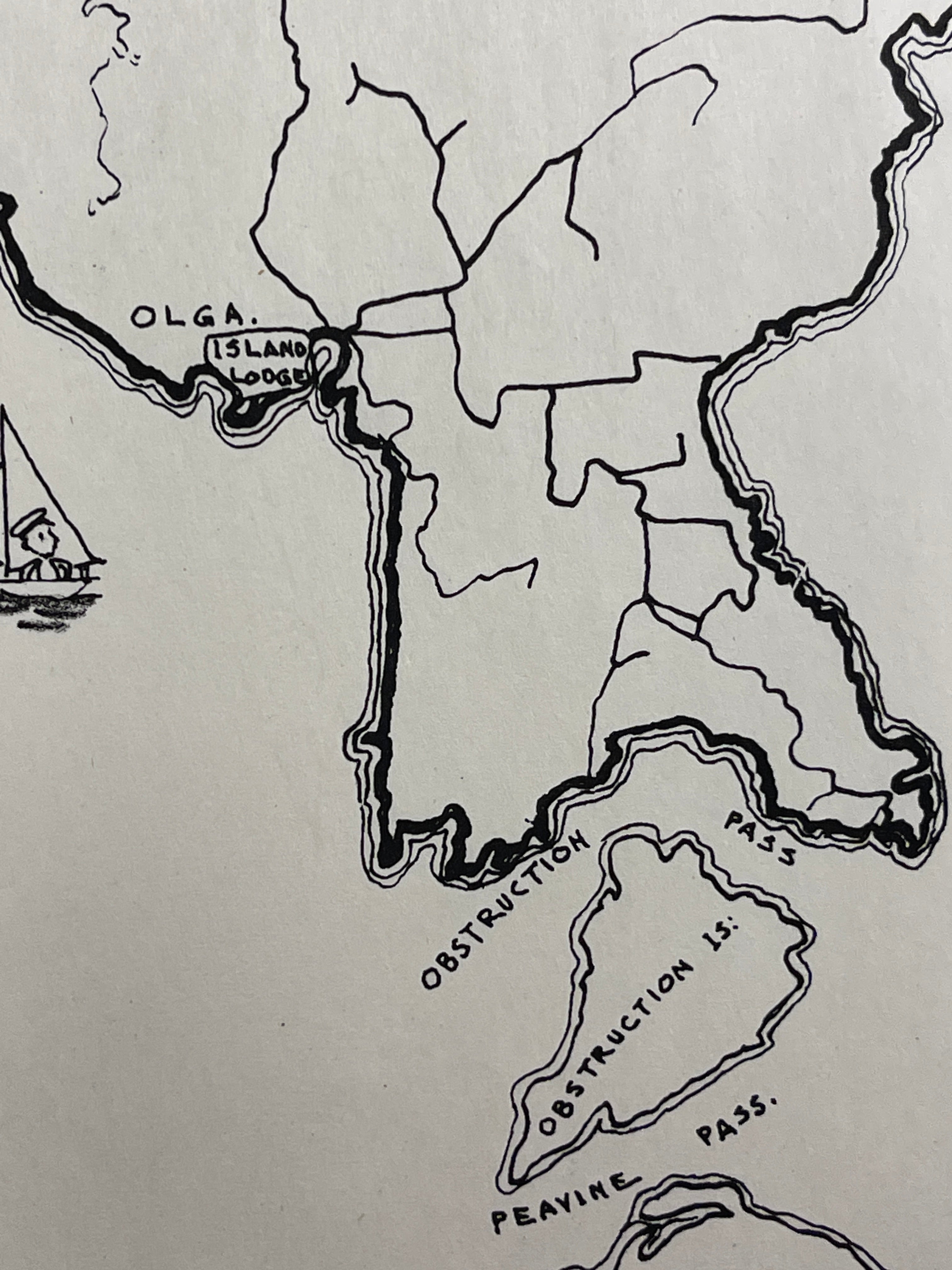 Ye Old Map of Orcas Island 1946 B&W Pictoral Map