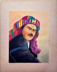 Maria Navas 1950 Signed Watercolor Painting - Mayan Man Portrait - Chichicastenango
