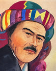 Maria Navas 1950 Signed Watercolor Painting - Mayan Man Portrait - Chichicastenango