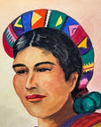 Maria Navas 1950 Signed Watercolor Painting - Mayan Woman Portrait - San Pedro