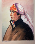 Maria Navas 1950 Signed Watercolor Painting - Mayan Man Portrait - Nebaj