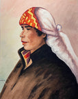 Maria Navas 1950 Signed Watercolor Painting - Mayan Man Portrait - Nebaj at Adirondack Retro